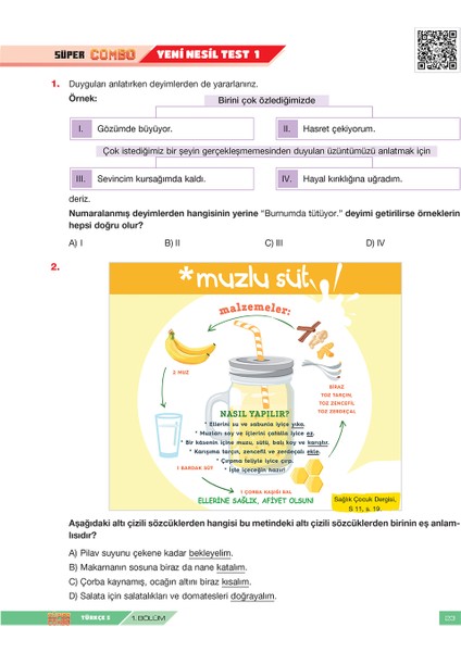 Süper Combo Türkçe 5. Sınıf Soru Kitabı