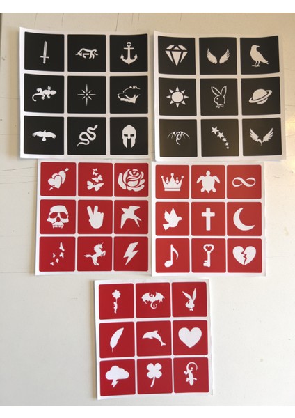 12 Tüp Siyah Golecha Kına 80 Minimal Şablon Fırça Hediyeli Geçici Dövme Seti fiyatları