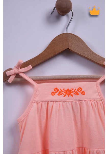 Babyhola Kız Bebek Çocuk Nakış İşlemeli İp Askılı Elbise 9340
