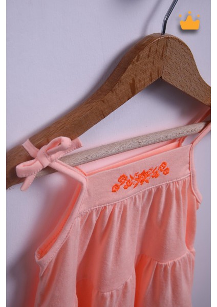 Babyhola Kız Bebek Çocuk Nakış İşlemeli İp Askılı Elbise 9340