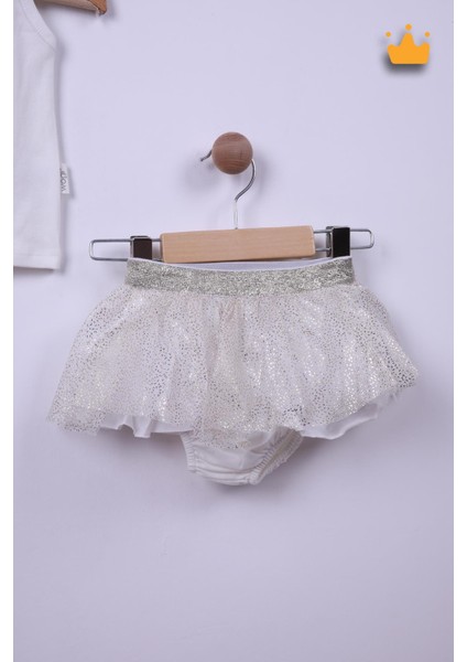 Babyhola Kız Bebek Çocuk Bayramlık 4'lü Saç Bantlı Külotlu Askılı Tişört Etek Set 5421