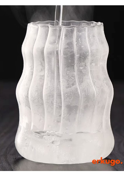 Bambu Kapaklı Pipetli Borosilikat Sunum Bardağı - Kahve Bardağı - Isı Dayanıklı Bardak - 550 ml - Berry