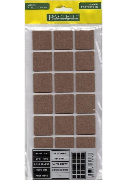 Yapışkanlı Keçe Zemin Koruyucusu 30*30 Mm-5 adet