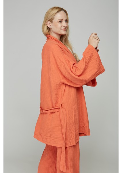 Müslin %100 Pamuk Kimono & Pantolon 2 Li Takım