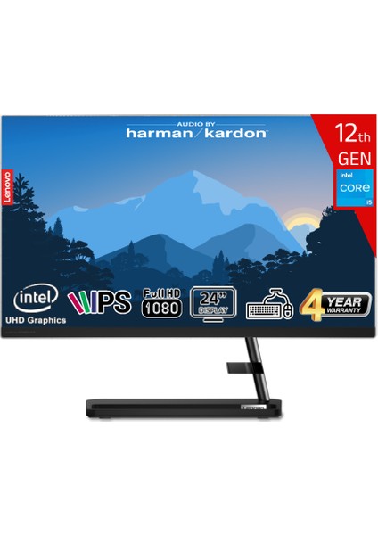 Ideacentre Aıo 3 24IAP7 Intel Core I5-12450H 32GB 512GB SSD Intel UHD Graphics 23.8 Fhd IPS Freedos F0GH01GCTR-32512 Klavye+Mouse Siyah All In One Bilgisayar