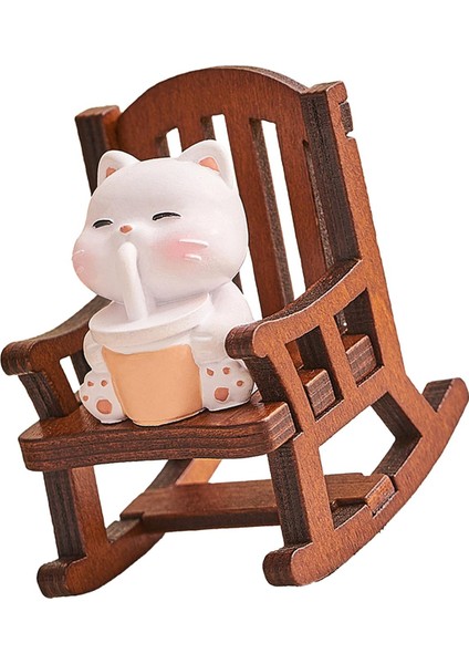 Sallanan Sandalye Hayvan Figürü Yaratıcı Mini Masa Yatak Odası Mikro Manzara Kedi (Yurt Dışından)