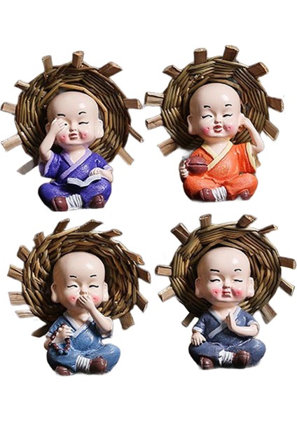 4 Kung Fu Çocuk Heykelleri Masaüstü Paneli Için 7cm Dört Ş (Yurt Dışından)