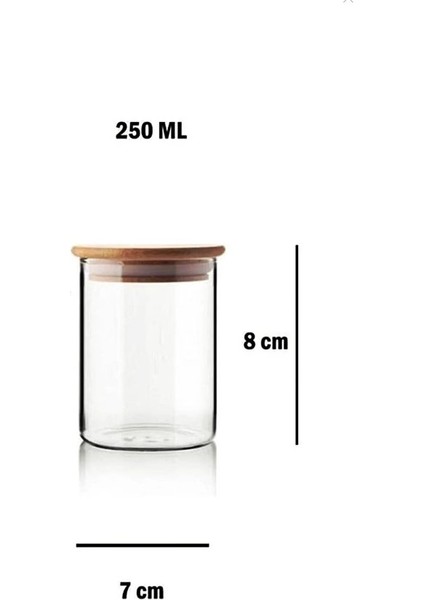 Bambu Kapaklı Mini Cam Kavanoz 250 ml