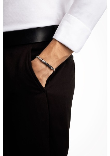 Zirkon Taşlı 21 cm Çelik Erkek Bileklik modelleri