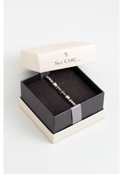 Zirkon Taşlı 21 cm Çelik Erkek Bileklik indirimleri