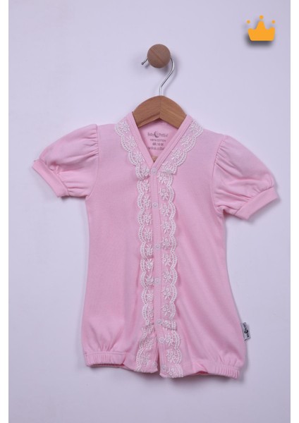 Babyhola %100 Pamuk Kız Bebek Güpürlü Kısa Tulum 1444