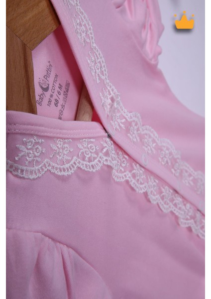 Babyhola %100 Pamuk Kız Bebek Güpürlü Kısa Tulum 1444 fırsatları