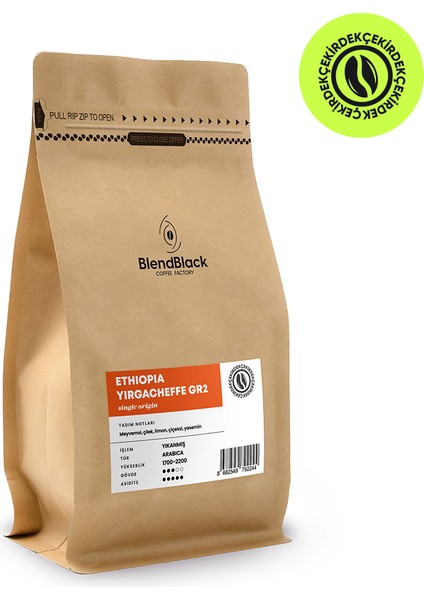 Ethiopia Yirgacheffe Gr2 Çekirdek Kahve 250 gr (Single Origin)