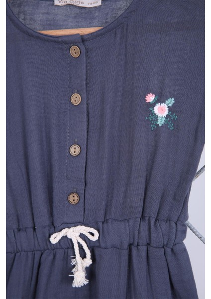 Babyhola %100 Pamuk Kız Bebek Yazlık Müslin Tulum Saç Bandı 2'li Bayramlık Set 4931