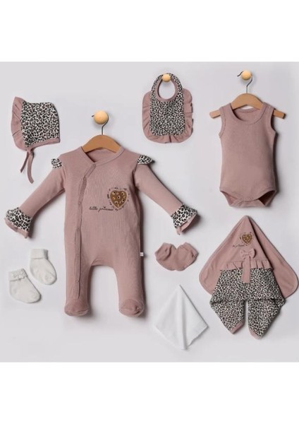 Babyhola Leopar Desen Kız Bebek Yenidoğan 8'li Tulum Seti 0-3 Ay Hediyelik Hastane Çıkışı 5016 indirimleri