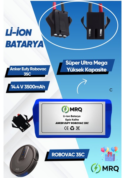 Anker Eufy Robovac 35C Robot Süpürge Bataryası (Süper Ultra Mega Yüksek Kapasite) 3500MAH Batarya