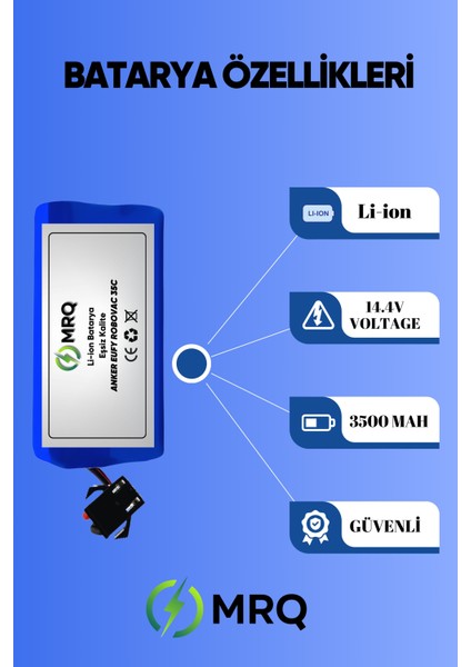 Anker Eufy Robovac 35C Robot Süpürge Bataryası (Süper Ultra Mega Yüksek Kapasite) 3500MAH Batarya