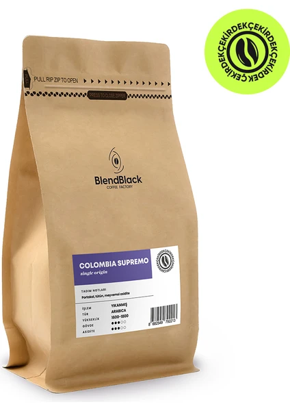 Colombia Supremo Çekirdek Kahve 250 gr (Single Origin)