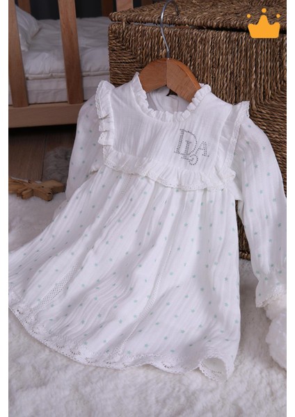 Müslin Kız Bebek Bayramlık Uzun Kollu Elbise 14100 modelleri
