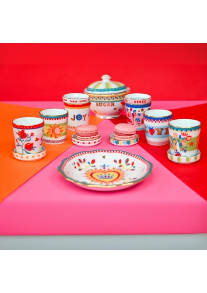 Mamma Mia Kalp Desenli Tabaklı Fincan 9 cm x 12 cm fiyatları