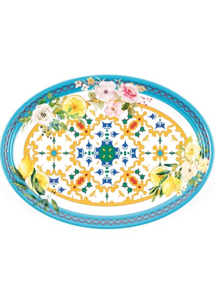 Flower Lemon Oval Tabak 35,5 cm x 25,5 cm x 3 cm