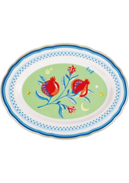 Mamma Mia Nar Desenli Oval Servis Tabağı 34 cm x 25 cm