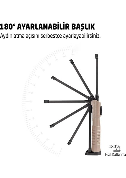 Rox 0221 Şarjlı Katlanır Çok Amaçlı Çalışma Feneri 2000 Lümen