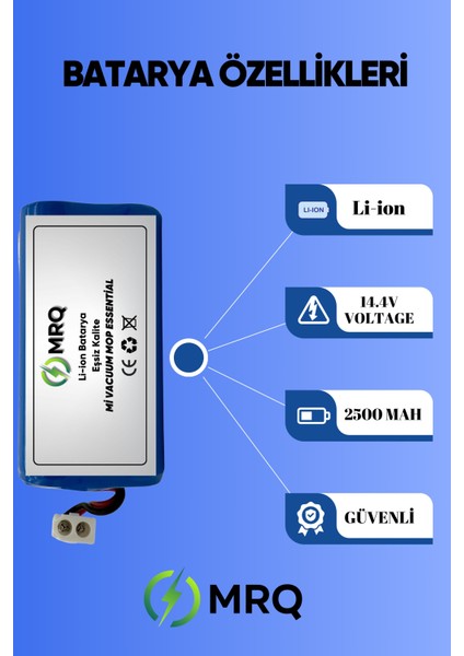 Xiaomi Mi Vacuum Mop G1 2in1 Essential Robot Süpürge Bataryası (Orijinal Kapasite) 2500MAH Batarya