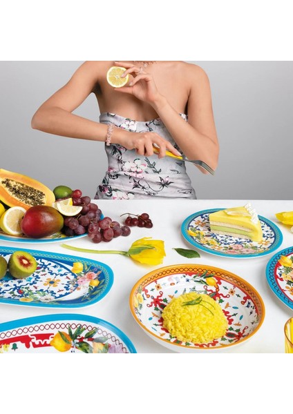 Flower Lemon Oval Tabak 50 cm x 36 cm x 3 cm