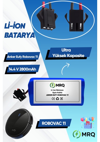 Anker Eufy Robovac 11 Robot Süpürge Bataryası (Ultra Yüksek Kapasite) 2800MAH Batarya