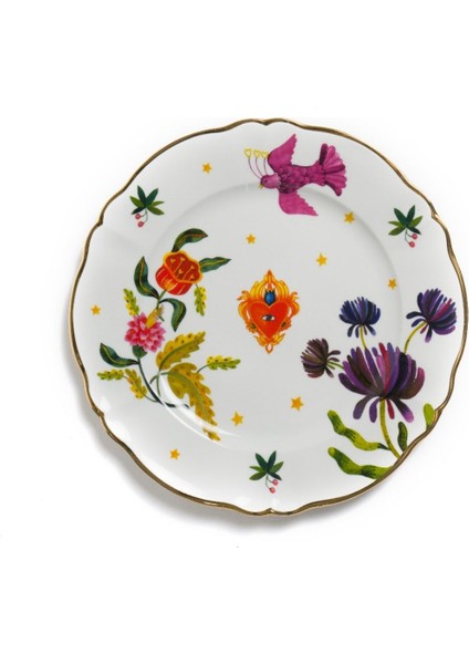 Bitossi Home Fabula Floral Porselen Yuvarlak Tabak 32,5 cm Çok Renkli