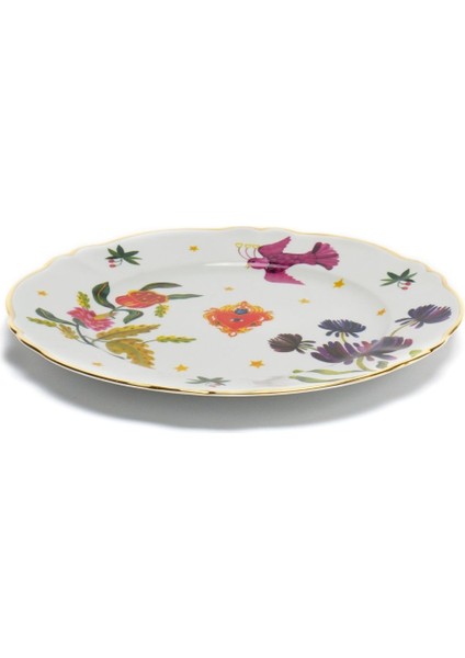 Bitossi Home Fabula Floral Porselen Yuvarlak Tabak 32,5 cm Çok Renkli