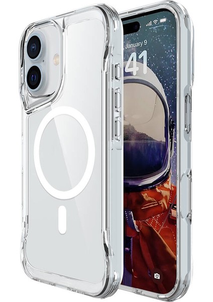 Apple iPhone 16 Plus Uyumlu Şeffaf Kılıf Wireless Şarj Özellikli Darbe Emici Ultra Koruma Kapak Kcr