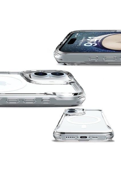 Apple iPhone 16 Plus Uyumlu Şeffaf Kılıf Wireless Şarj Özellikli Darbe Emici Ultra Koruma Kapak Kcr