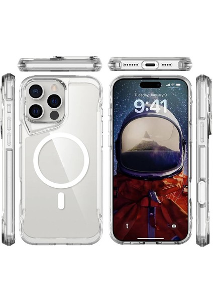 Apple iPhone 16 Pro Max Uyumlu Şeffaf Kılıf Wireless Şarj Özellikli Darbe Emici Ultra Koruma Kapak Kcr