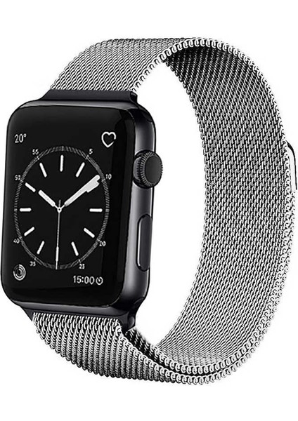 Apple Watch Uyumlu 38-40-41MM Uyumlu Hasır Örgü Metal Milano Kordon Kcr