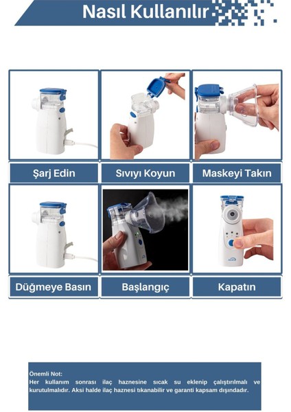 AC-4030 Şarjlı Mesh Nebulizatör Maske ve Ağızlık Hediyeli indirimleri