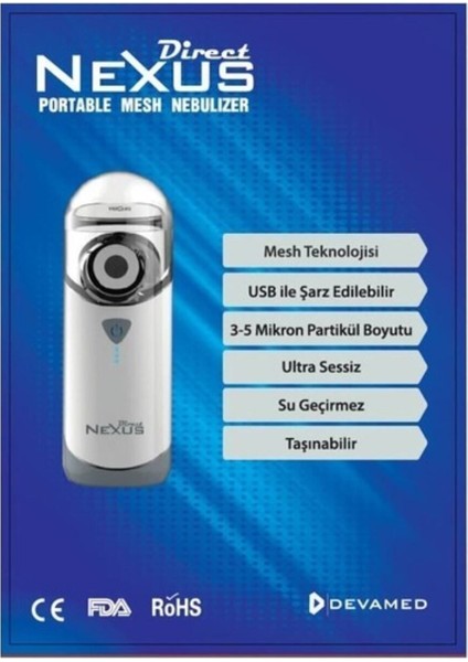 Direct Portable Mesh Şarj Edilebilir Nebulizatör