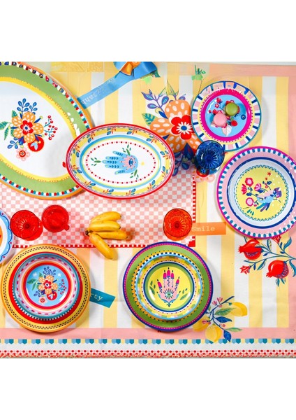 Mamma Mia 6'lı El Desenli Yemek Tabağı Seti 28 cm