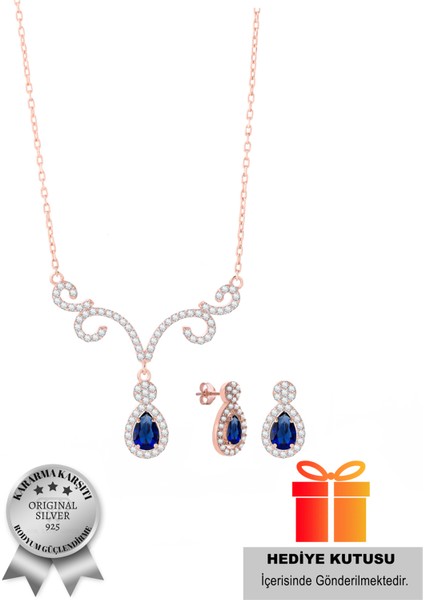 925 Ayar Gümüş Pırlanta Model Asalet Mührü Kadın Set (Özel Kutulu)