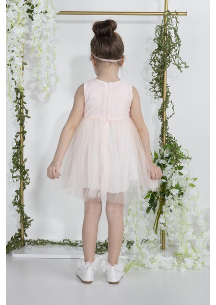 Minimony 1-5 Yaş Papatyalı Tül Bolerolu Kız Bebek Çocuk Elbise Takım Somon 2015 Bayramlık Mezuniyet Balo Abiye Gelinlik