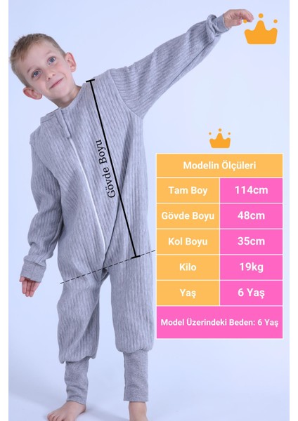 2-8 Yaş 1.5 Tog Kapitone Çocuk Uyku Tulumu Unisex Uzun Kollu Uyku Tulumu