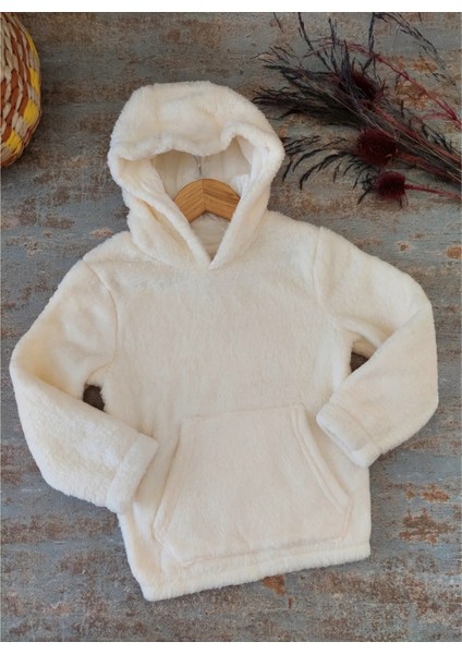 Ekru Renk,peluş Kapüşonlu Kız Çocuk Sweatshirt fiyatları