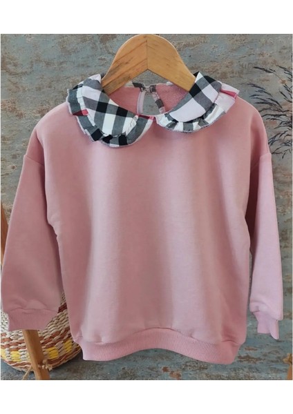 Bebe Yakalı, Pudra Rengi Kız Çocuk Sweatshirt