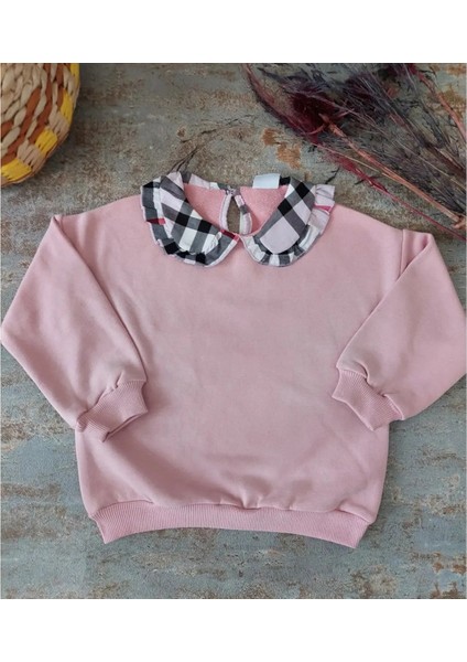 Bebe Yakalı, Pudra Rengi Kız Çocuk Sweatshirt fiyatları