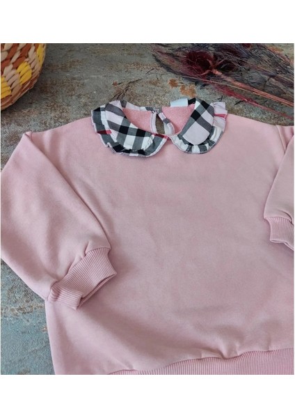 Bebe Yakalı, Pudra Rengi Kız Çocuk Sweatshirt modelleri
