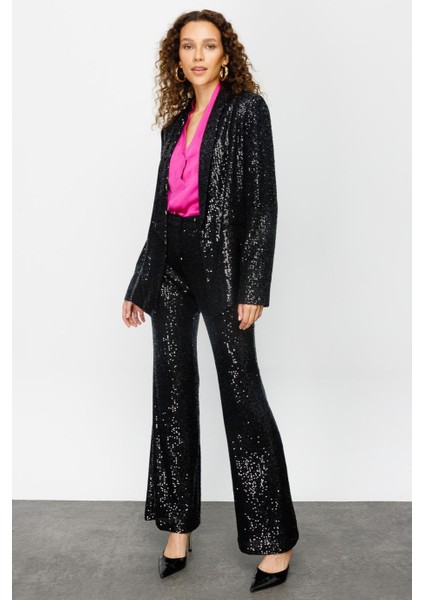 Pul Payetli Siyah Kadın Ceket 4089-2K4 indirimleri