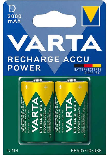 Varta 1.2 Volt - 3000 Mah Nı-Mh Büyük D Boy Şarjlı Pil 2lı Paket