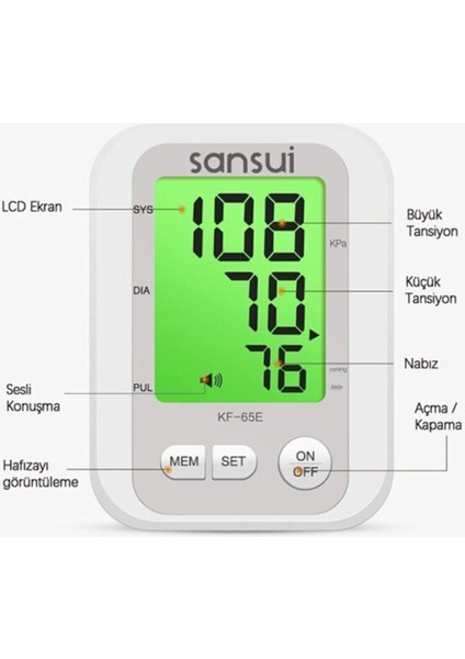 Dijital Türkçe Konuşan Hafızalı Koldan Ölçer Tansiyon Cihazı Pilli Kol