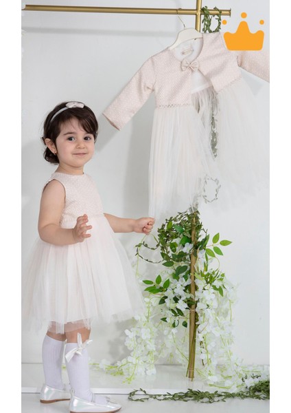 Minimony 6-24 Ay Mine Desen Ceketli Kız Bebek Çocuk Bayramlık Abiye Gelinlik Elbise Takım 1013 modelleri